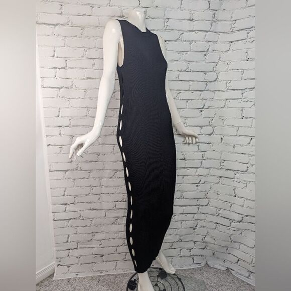 Zara Side Vented cut out Ribbed black dress Size small Limited Edition - Picture 4 of 6